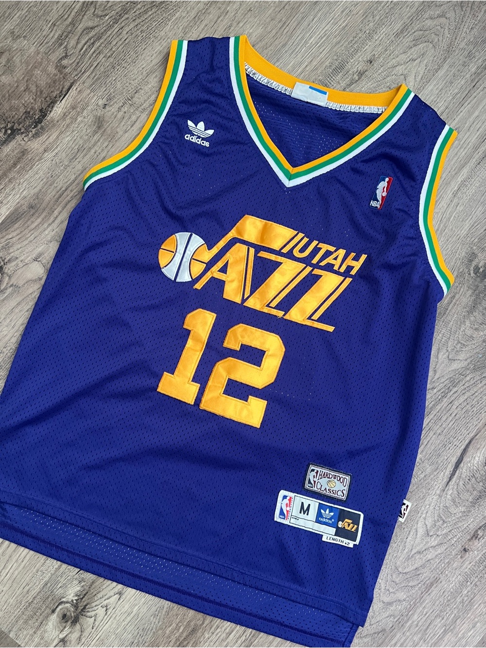 adidas Purple Utah Jazz #12 Basketball Jersey with Gold Accents
